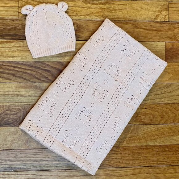 Baby Hat and Blanket Set, Pink - Picture 1 of 6